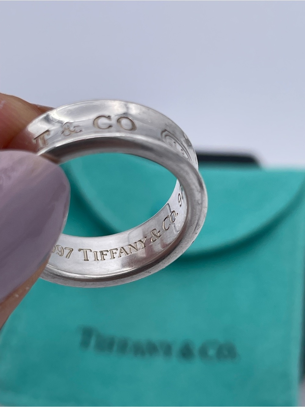 Tiffany & Co. 1837 Sterling Silver 925 Medium Band Ring 1997 Luxury Estate size6 - Picture 4 of 7